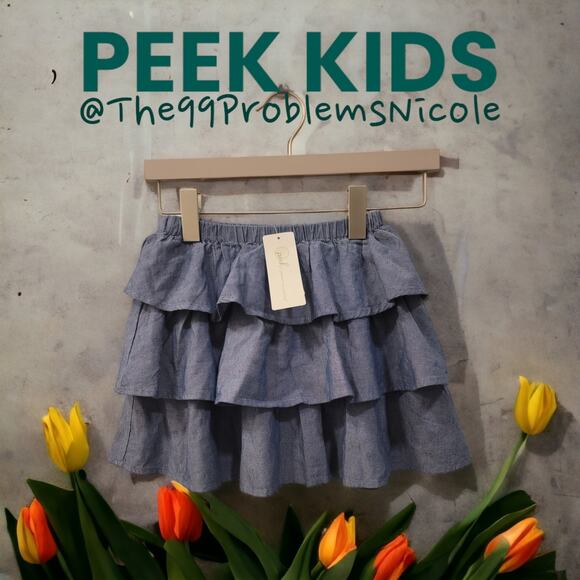 Peek Girls Chambray Tiered Ruffle Skirt - Picture 5 of 6